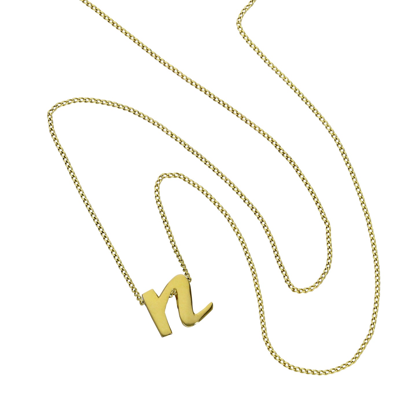 Tiny 9ct Gold Alphabet Letter N Pendant Necklace 16 - 20 Inches