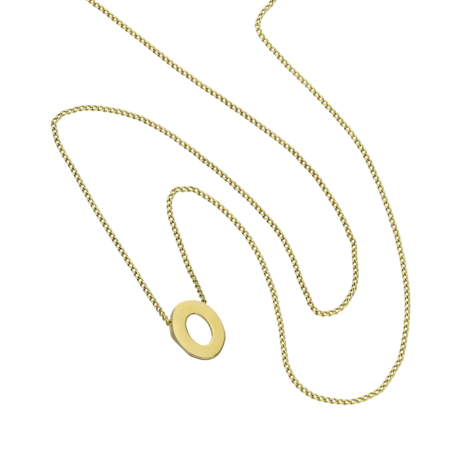 Tiny 9ct Gold Alphabet Letter O Pendant Necklace 16 - 20 Inches