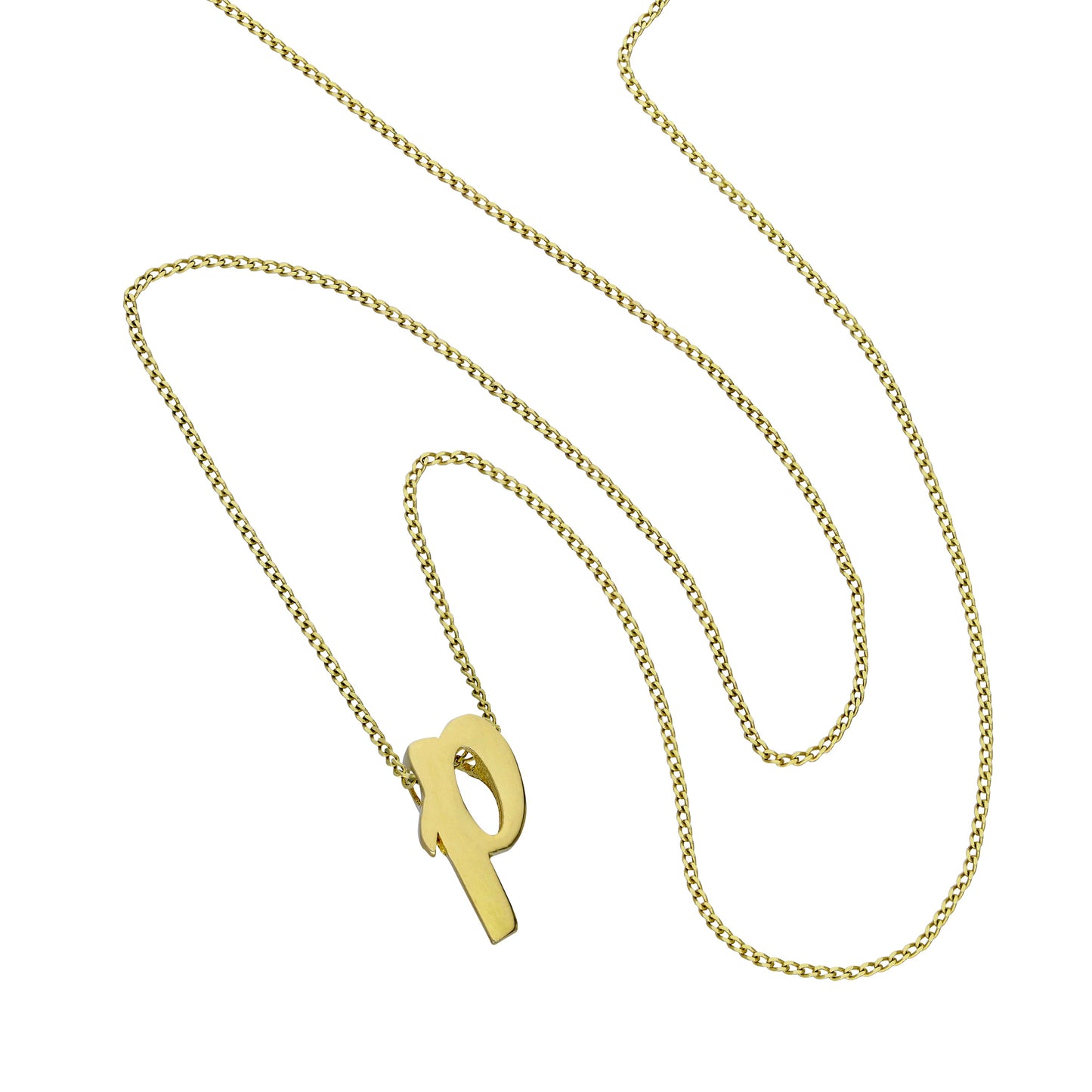 Tiny 9ct Gold Alphabet Letter P Pendant Necklace 16 - 20 Inches