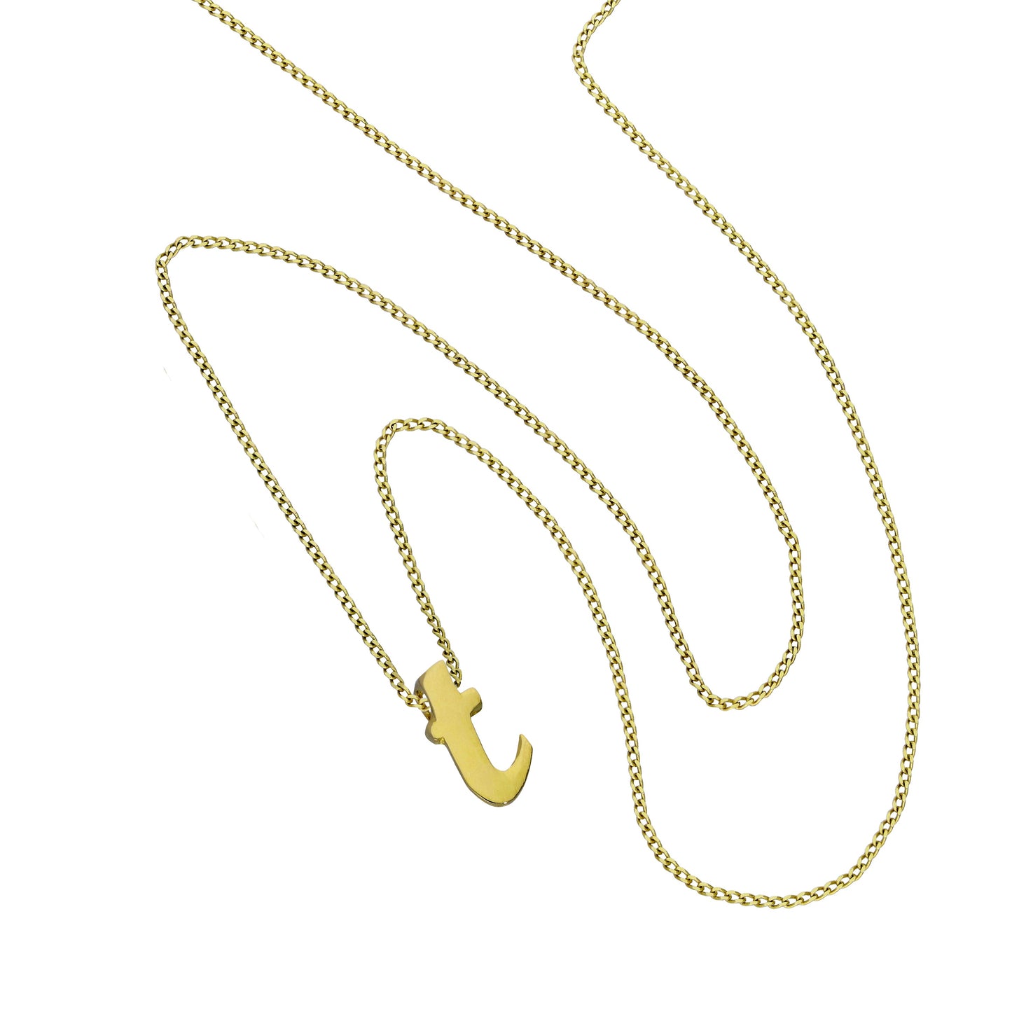 Tiny 9ct Gold Alphabet Letter T Pendant Necklace 16 - 20 Inches