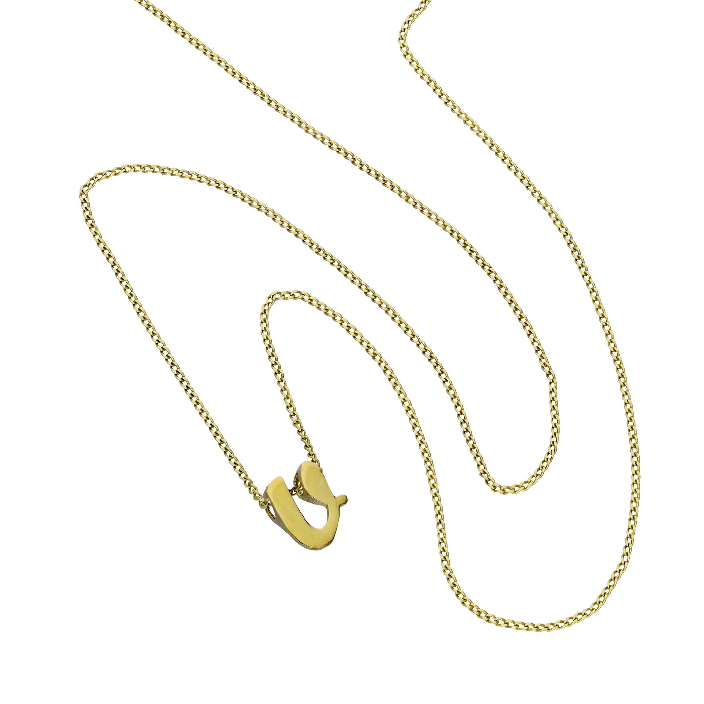 Tiny 9ct Gold Alphabet Letter V Pendant Necklace 16 - 20 Inches