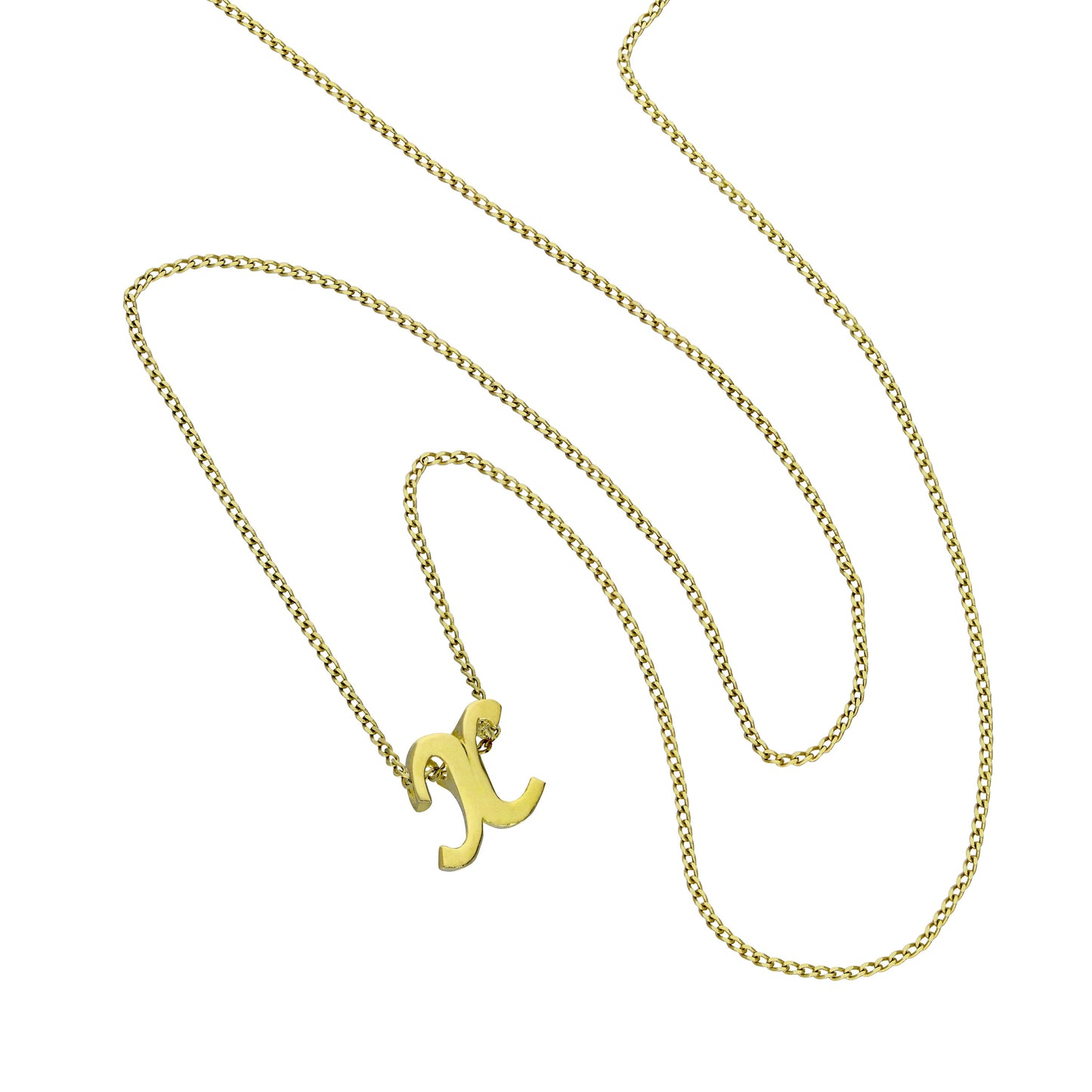 Tiny 9ct Gold Alphabet Letter X Pendant Necklace 16 - 20 Inches