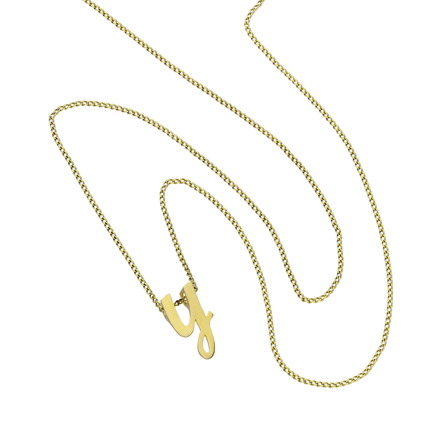 Tiny 9ct Gold Alphabet Letter Y Pendant Necklace 16 - 20 Inches