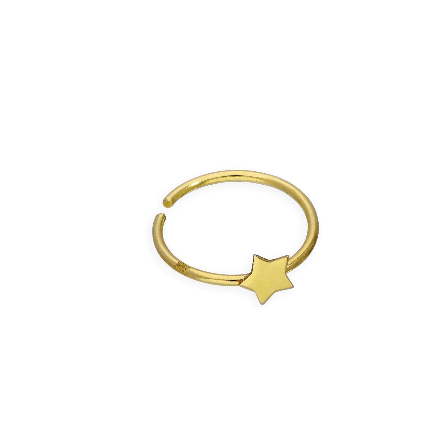9ct Gold Star Open Nose Hoop Ring 24Ga