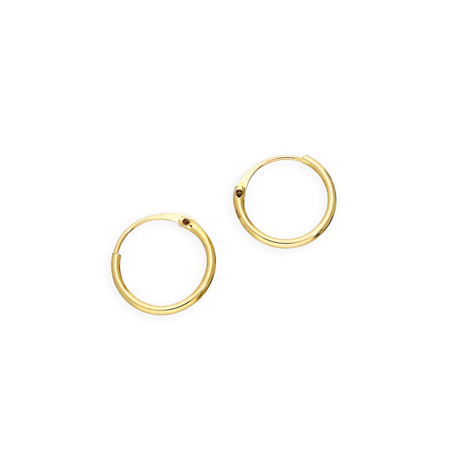 9ct Gold 0.8mm Tube Hoop Earrings 8mm - 20mm