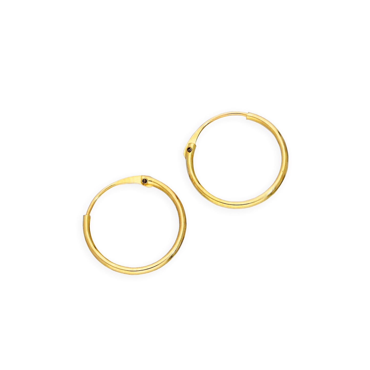 9ct Gold 0.8mm Tube Hoop Earrings 8mm - 20mm