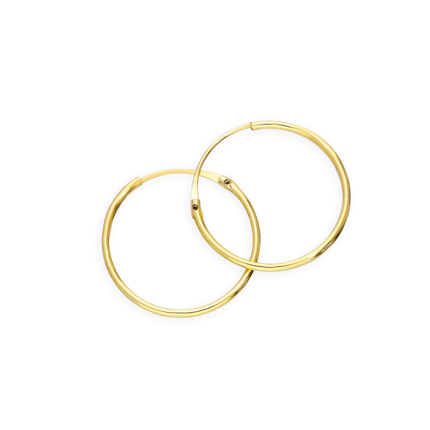 9ct Gold 0.8mm Tube Hoop Earrings 8mm - 20mm