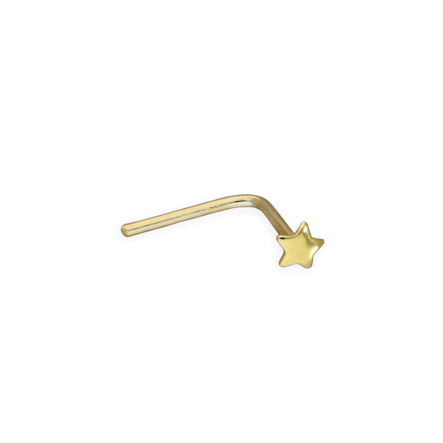 9ct Gold 23Ga Star L-Shaped Nose Stud