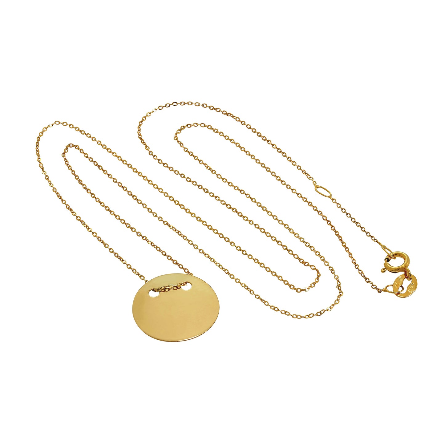 9ct Gold Engravable Circle Necklace 16 Inches