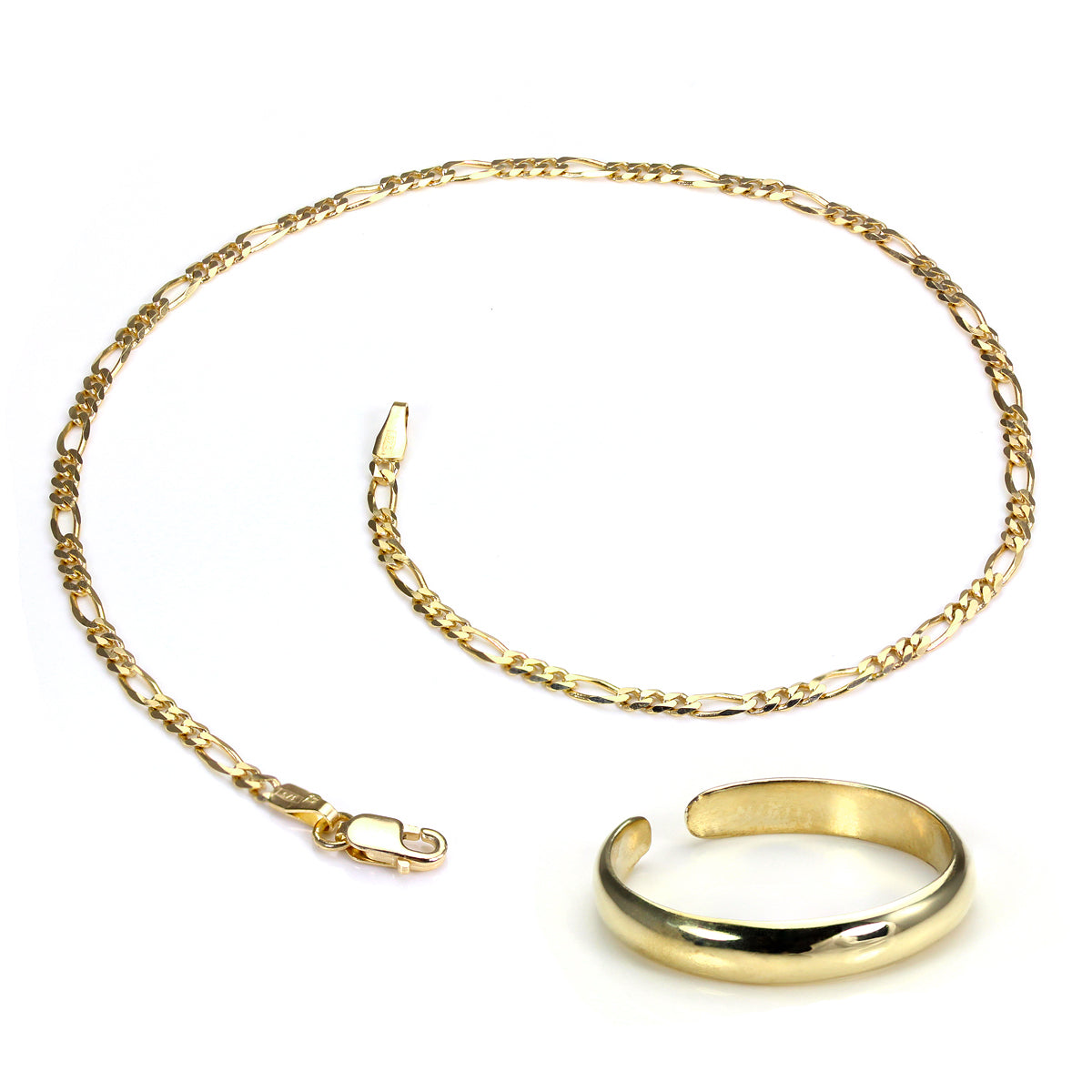 9ct Gold Luxury Anklet & Toe Ring Set