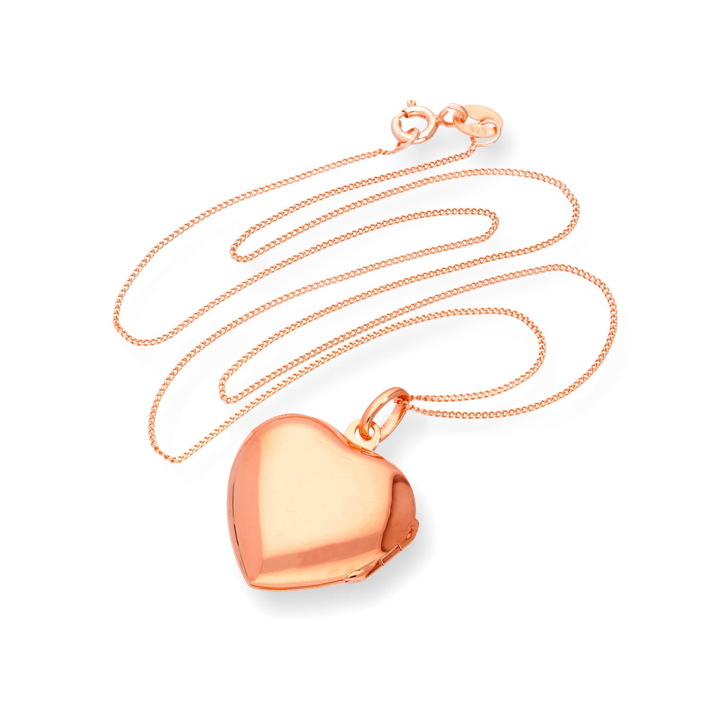 Rose Gold Plated Sterling Silver Engravable Heart Locket 16 - 22 Inches