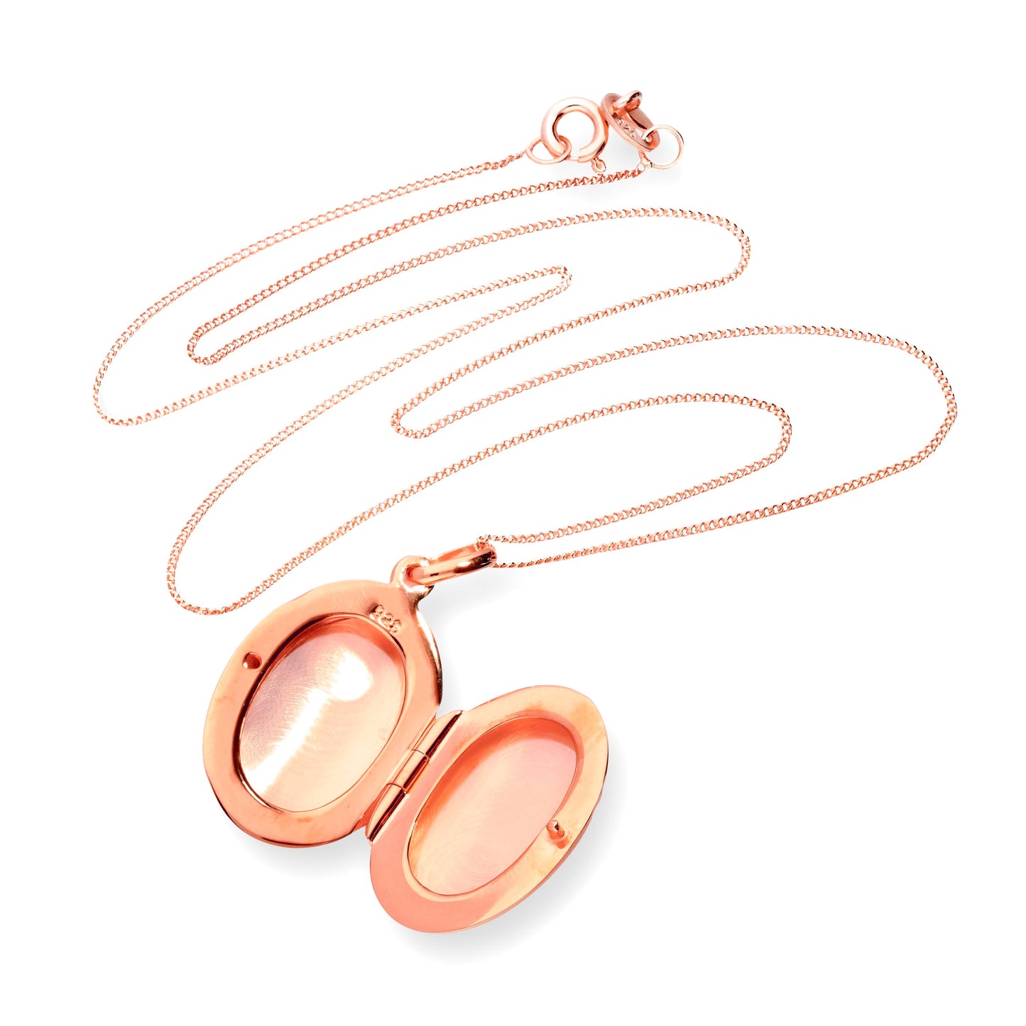 Rose Gold Plated Sterling Silver Engravable Round Locket 16 - 22 Inches