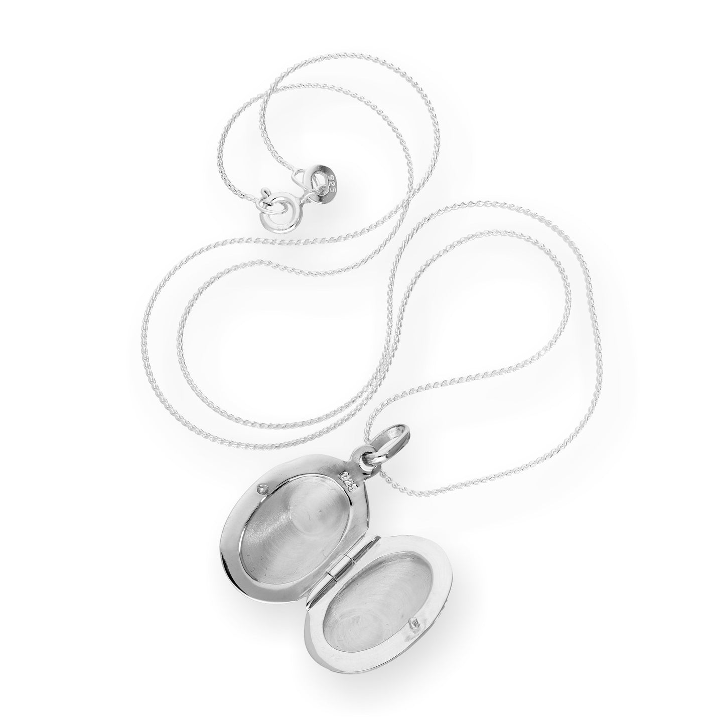 Sterling Silver Oval Engraved Locket on Chain 16 - 22 Inches