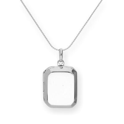 Sterling Silver Engravable Octagonal Locket on Chain 16 - 22 Inches