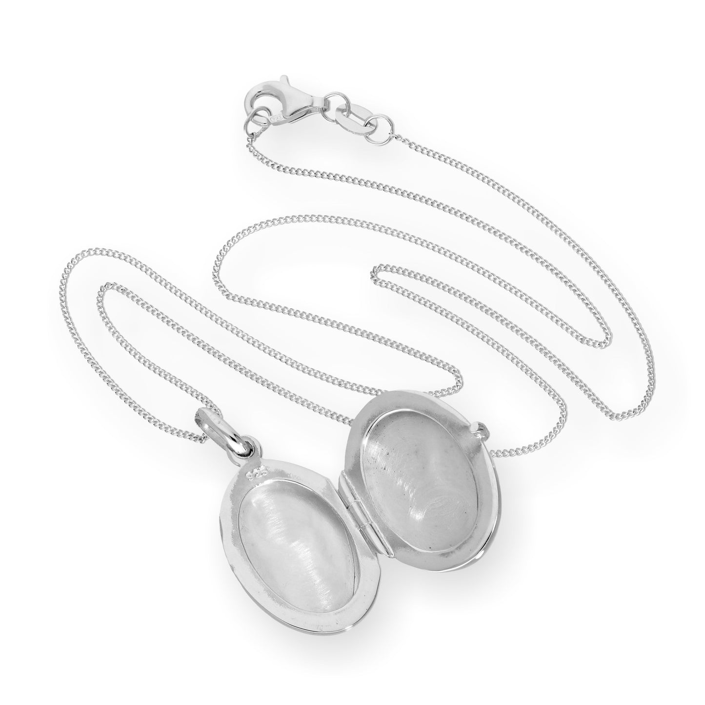 Sterling Silver Engraved Oval Locket on Chain 16 - 22 Inches