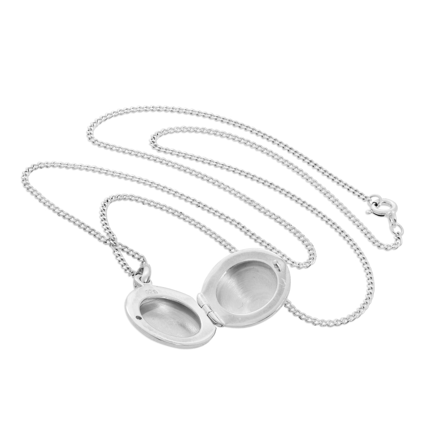 Sterling Silver Plain Round Locket on Chain 14 - 32 Inches