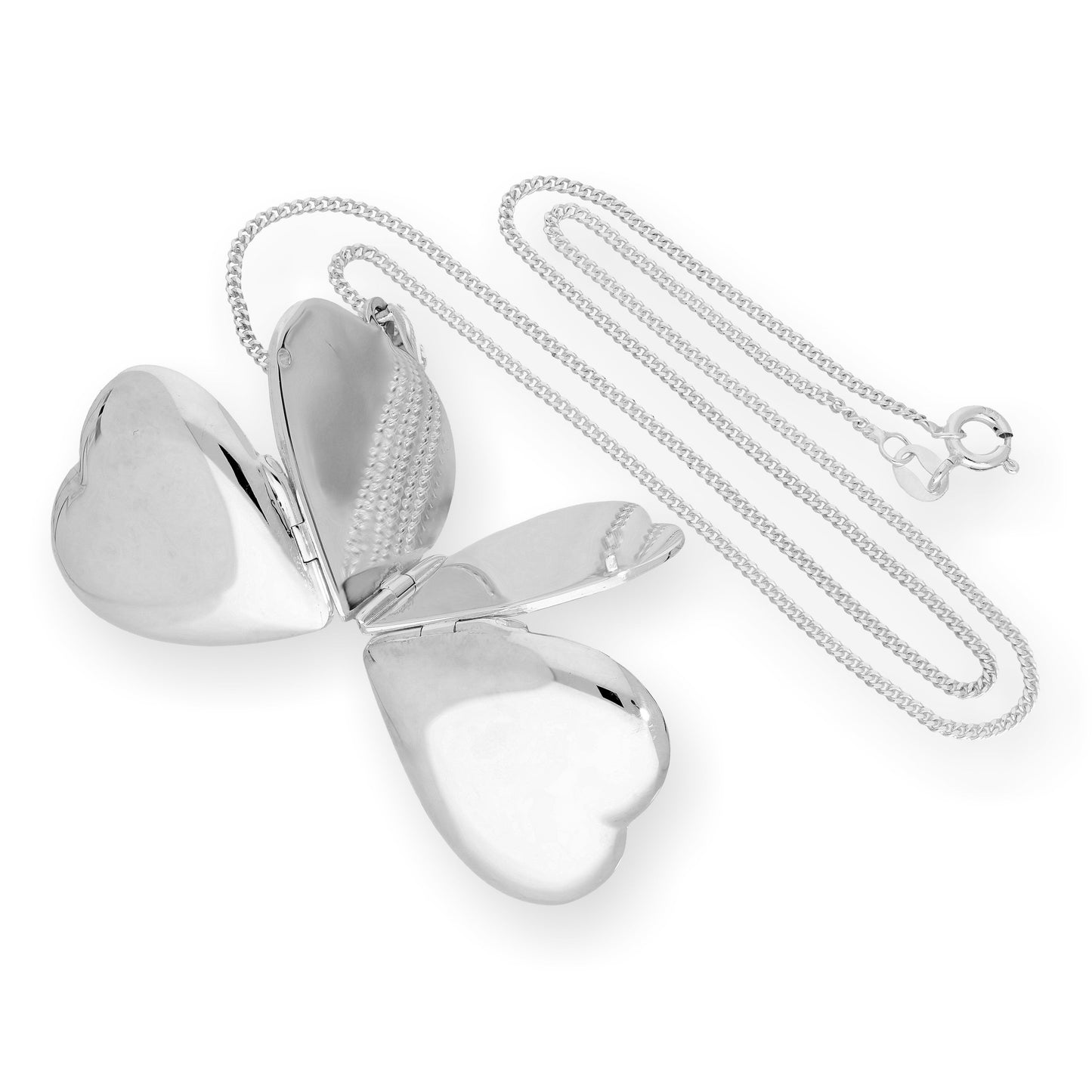 Large Sterling Silver 4 Photo Engravable Heart Family Locket on 16-24 Inch Chain