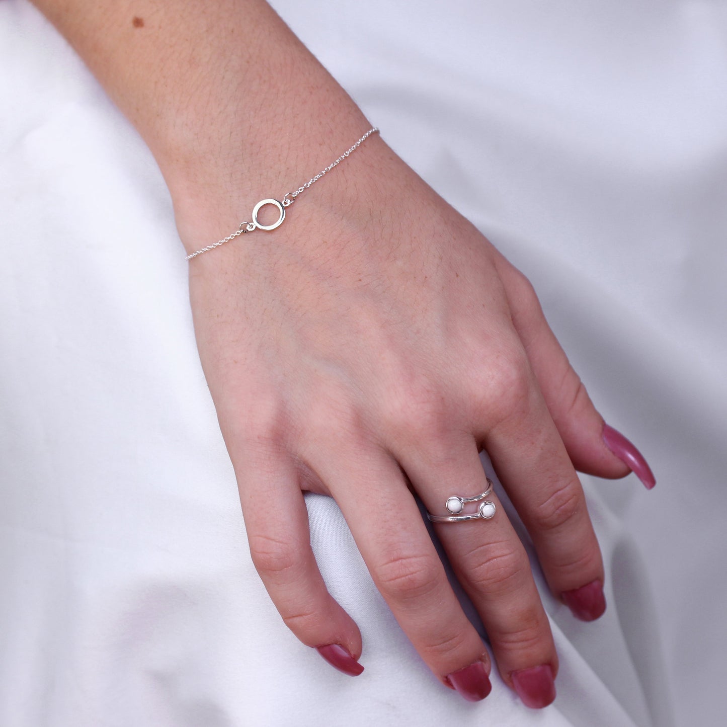 Sterling Silver Karma Circle Bracelet 7 Inches