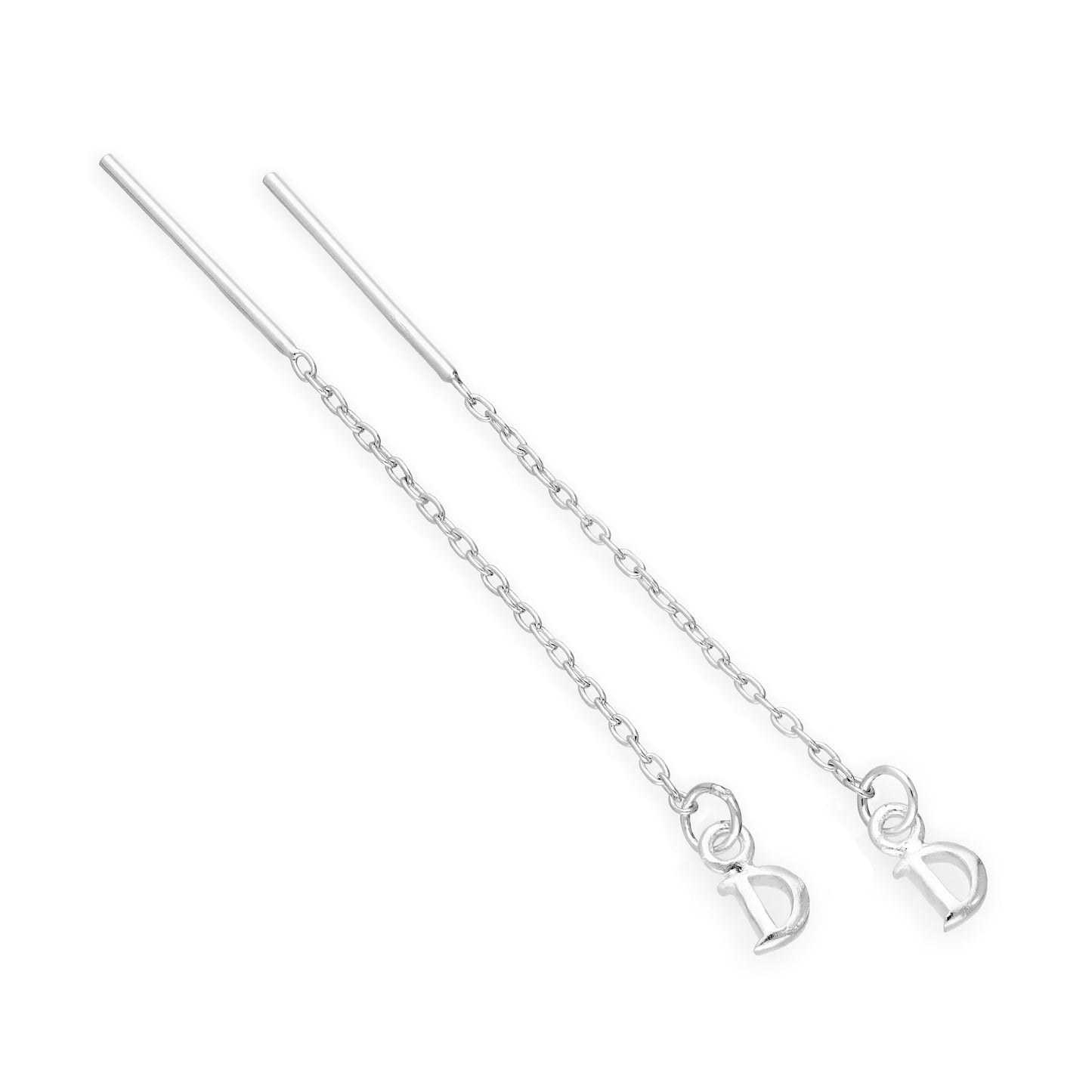 Sterling Silver Alphabet Letter Pull Through Earrings A - Z