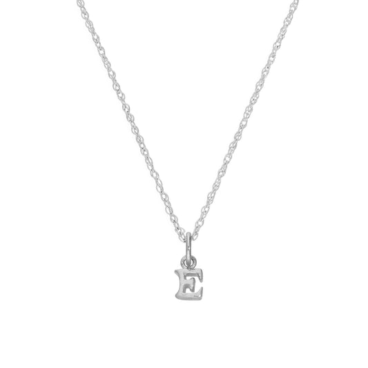 Tiny Sterling Silver Alphabet Letter E Pendant Necklace 14 - 22 Inches