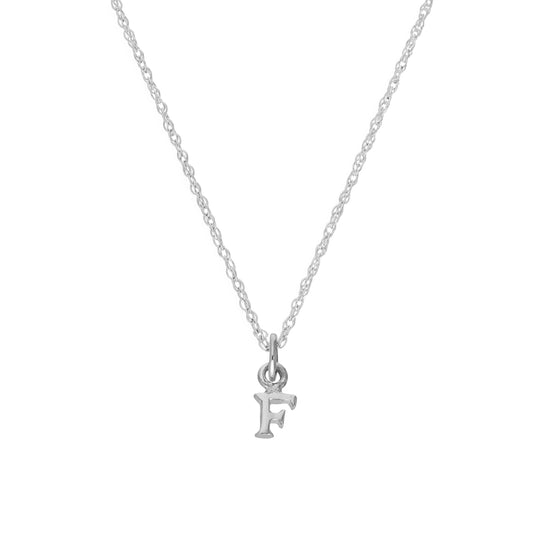Tiny Sterling Silver Alphabet Letter F Pendant Necklace 14 - 22 Inches