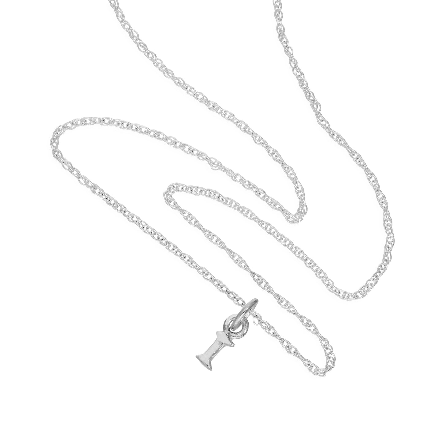 Tiny Sterling Silver Alphabet Letter I Pendant Necklace 14 - 22 Inches