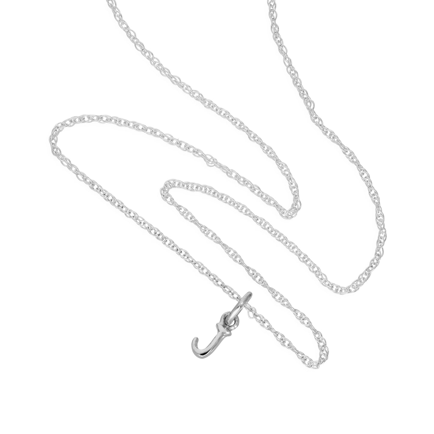 Tiny Sterling Silver Alphabet Letter J Pendant Necklace 14 - 22 Inches