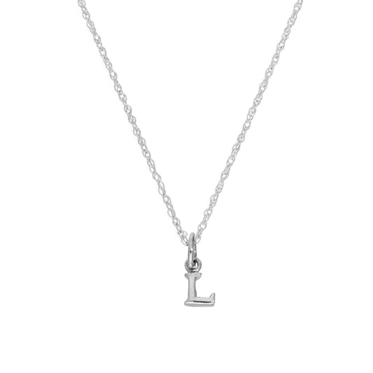 Tiny Sterling Silver Alphabet Letter L Pendant Necklace 14 - 22 Inches