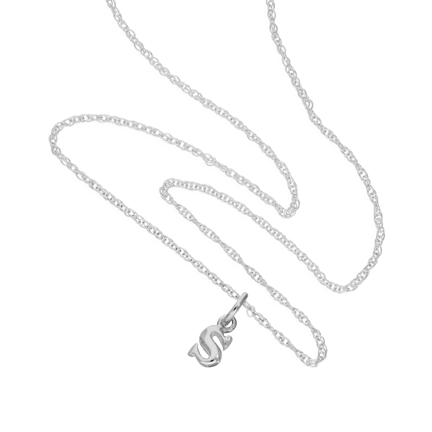 Tiny Sterling Silver Alphabet Letter S Pendant Necklace 14 - 22 Inches