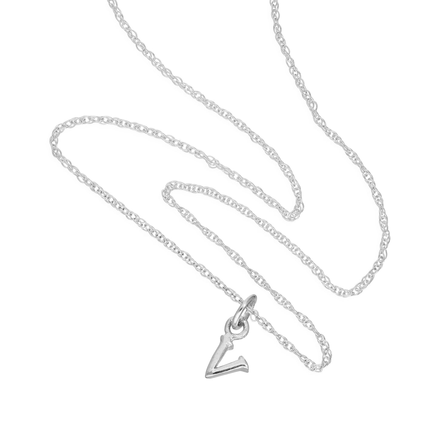 Tiny Sterling Silver Alphabet Letter V Pendant Necklace 14 - 22 Inches