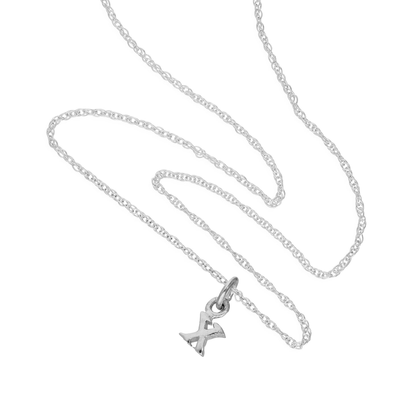 Tiny Sterling Silver Alphabet Letter X Pendant Necklace 14 - 22 Inches