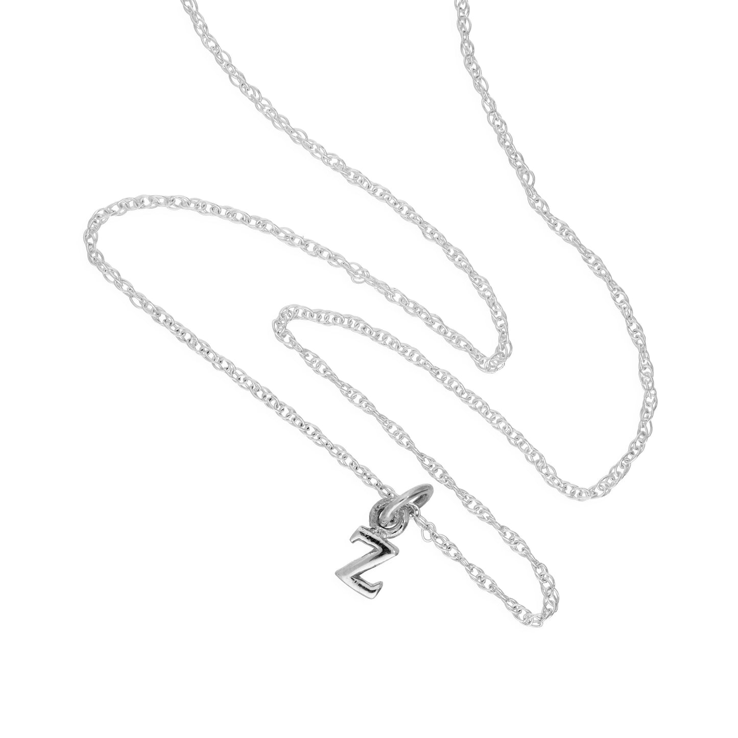 Tiny Sterling Silver Alphabet Letter Z Pendant Necklace 14 - 22 Inches