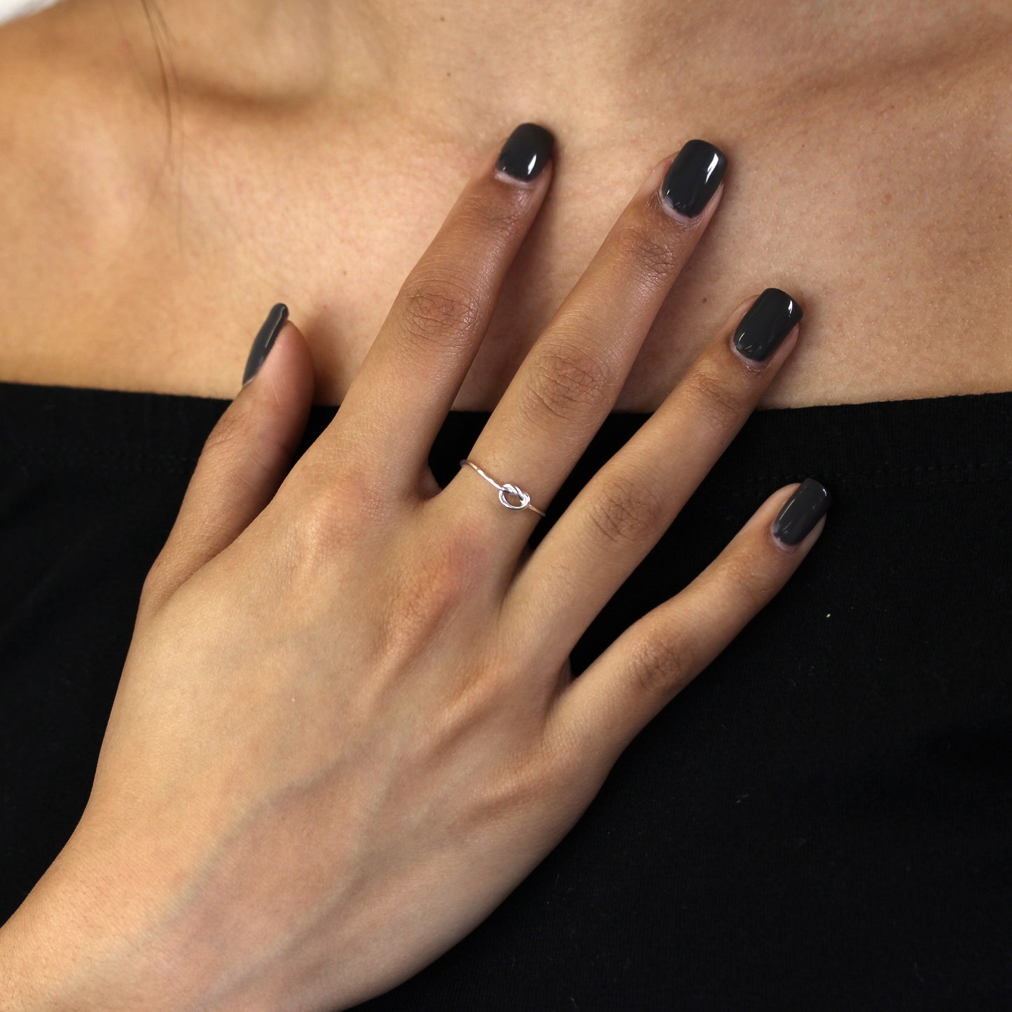 Sterling Silver Heart Knot Ring Sizes J - V