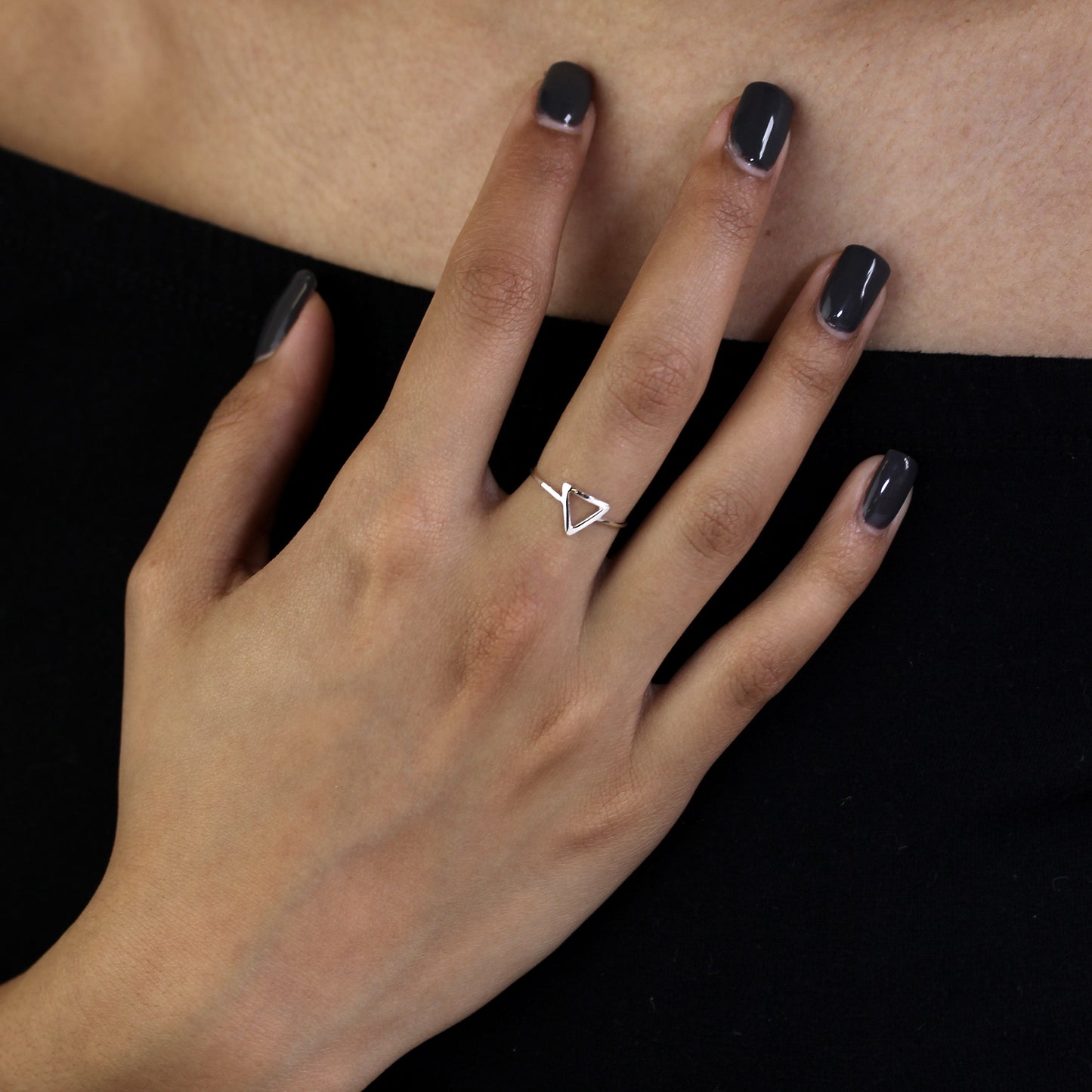 Sterling Silver Open Triangle Ring Sizes J - V