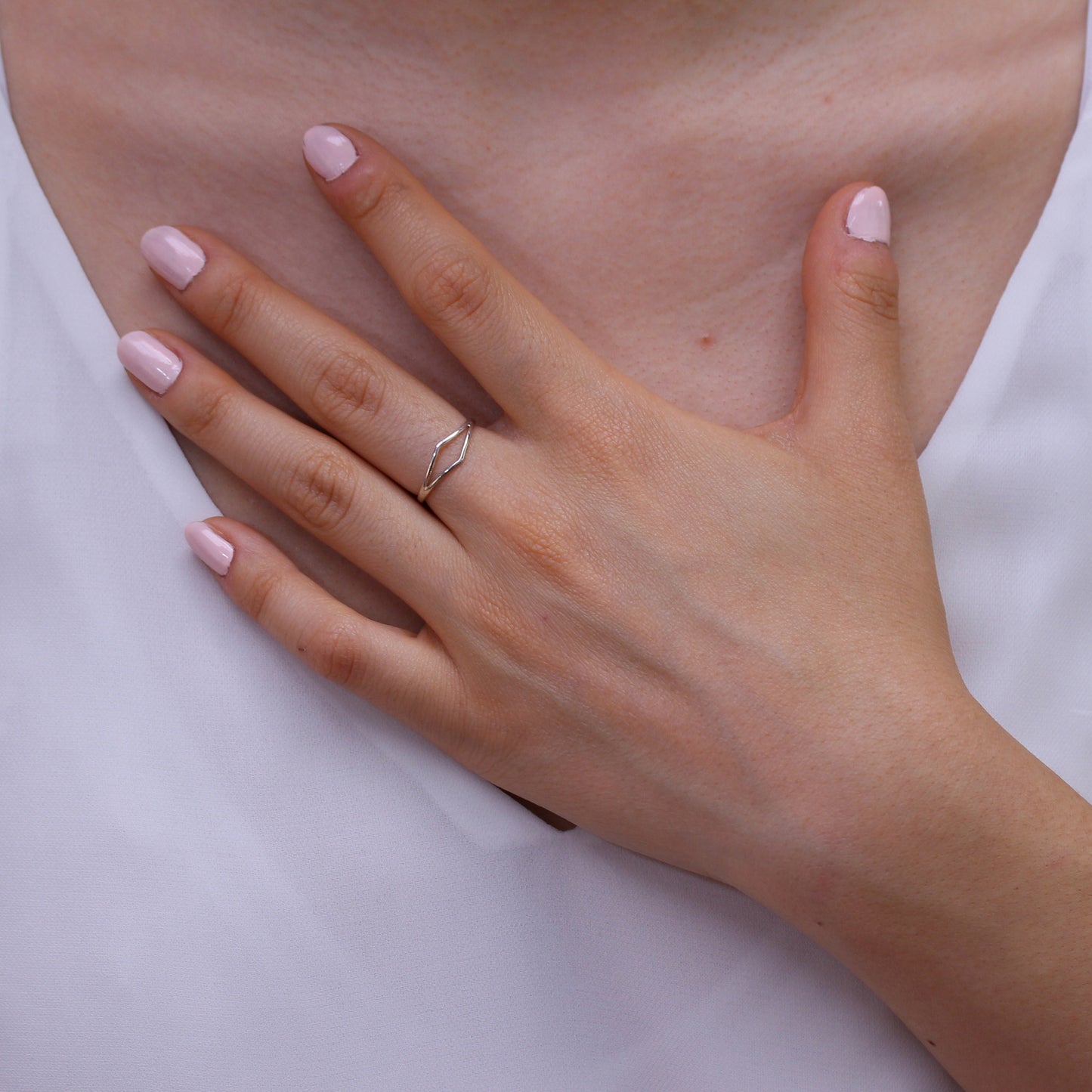 Sterling Silver Large Open Diamond Shape Ring Sizes J - V