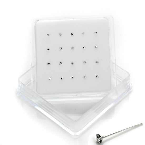 20 Pack Sterling Silver 4 Prong Set CZ 2mm Nose Studs