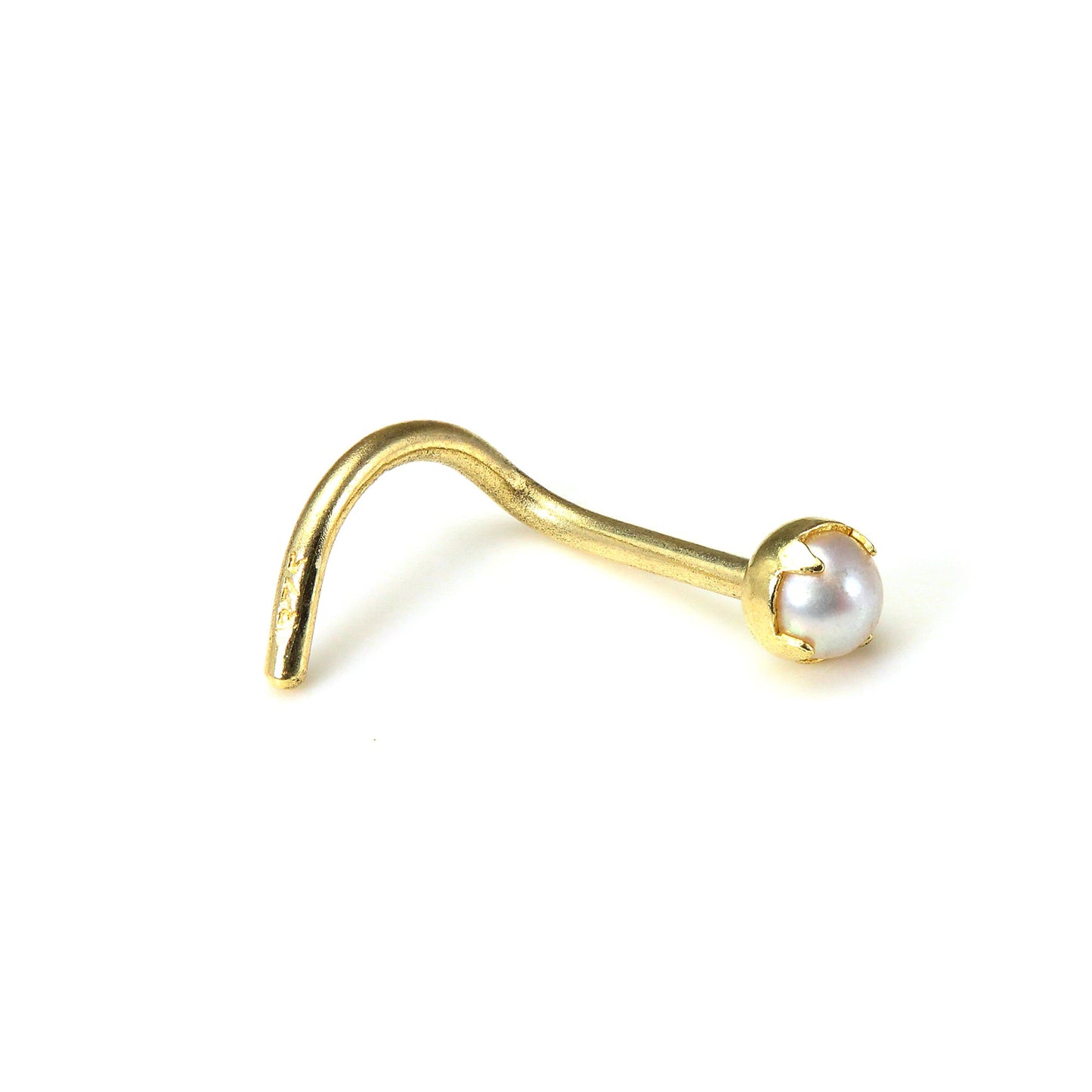 9ct Yellow Gold 2.5mm Freshwater Natural Pearl Nose Screw Piercing
