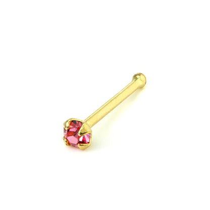 9ct Gold & 1.5mm CZ Crystal Prong Set Ball End Nose Pin