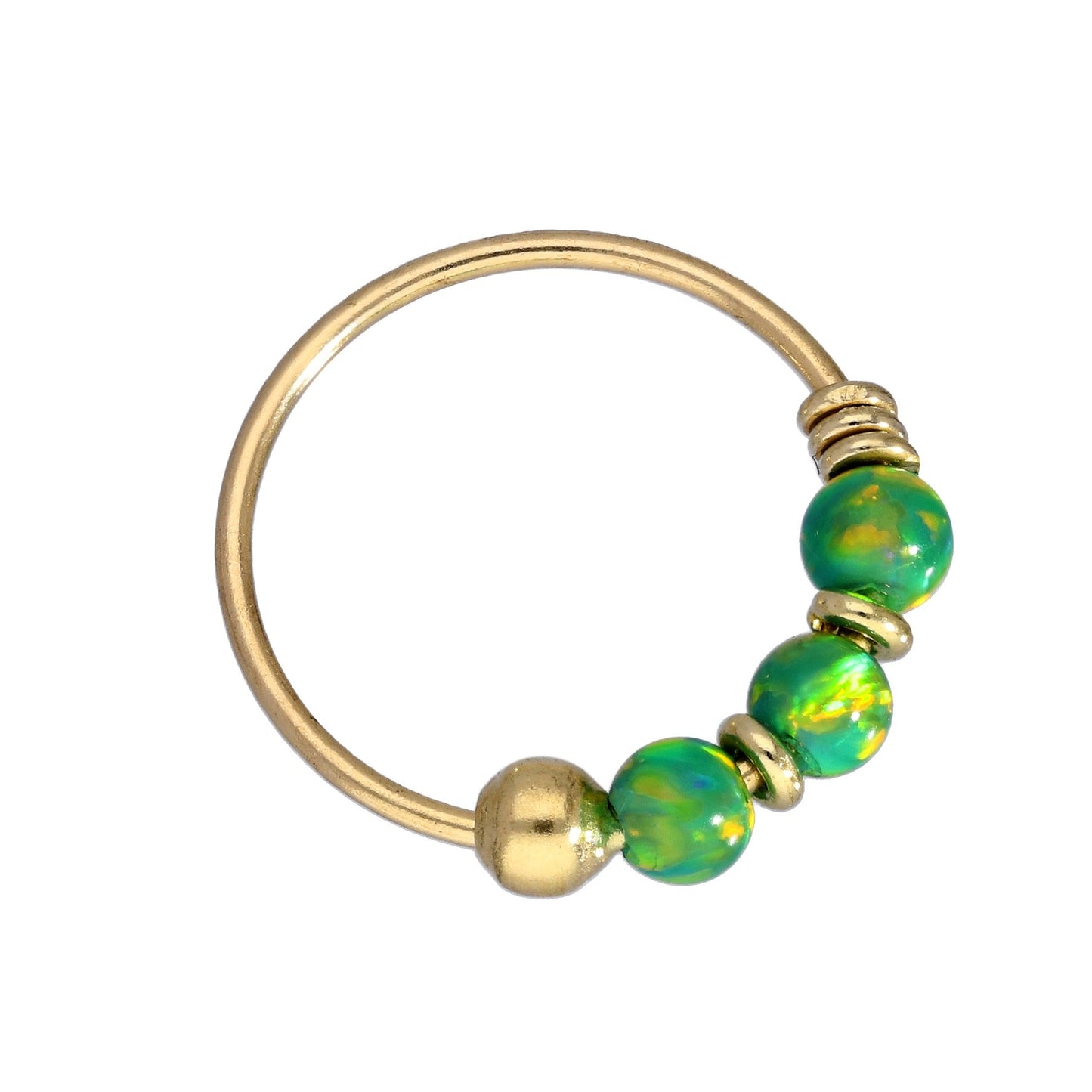 9ct Gold & Coloured Opal Stone Nose Rings Jade Blue Green Pink Orange Purple