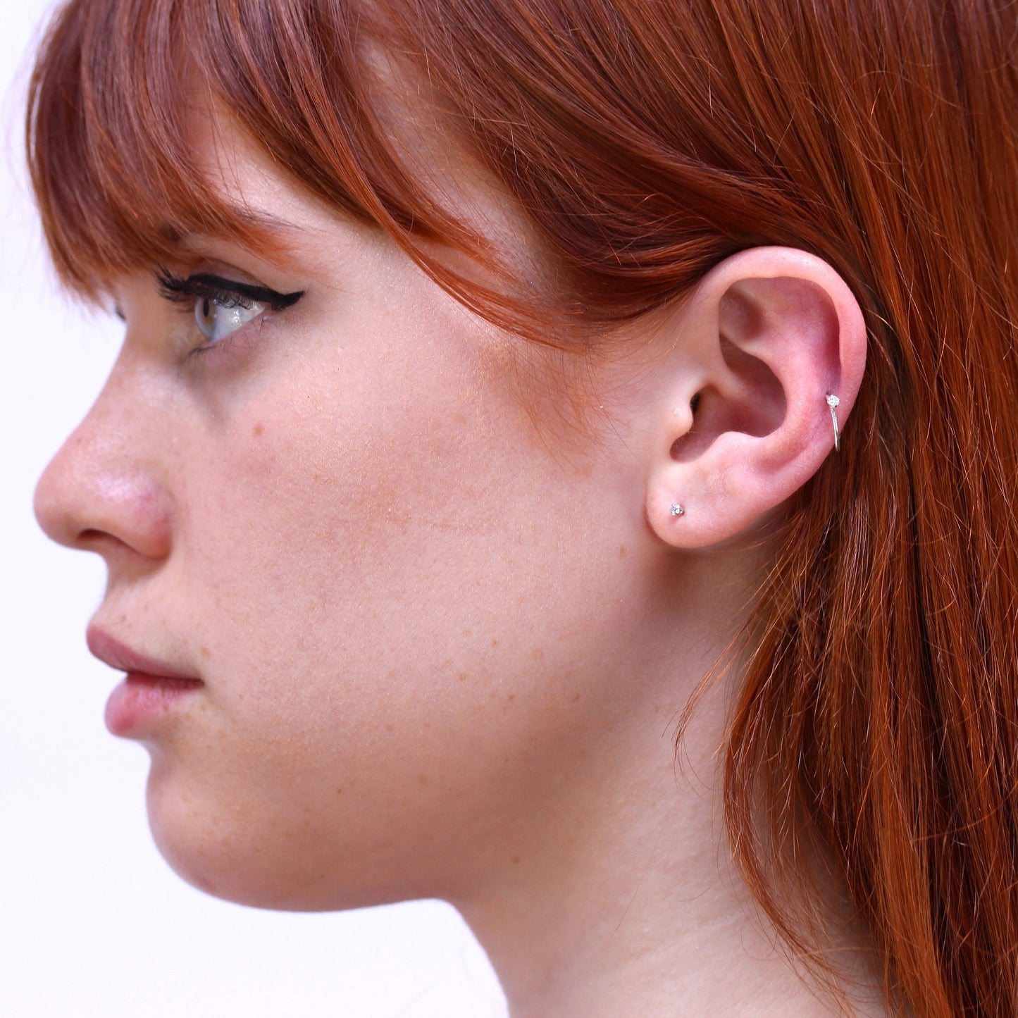 Sterling Silver 4 Claw Set Jewelled 20Ga Nose and Ear Tragus Ring