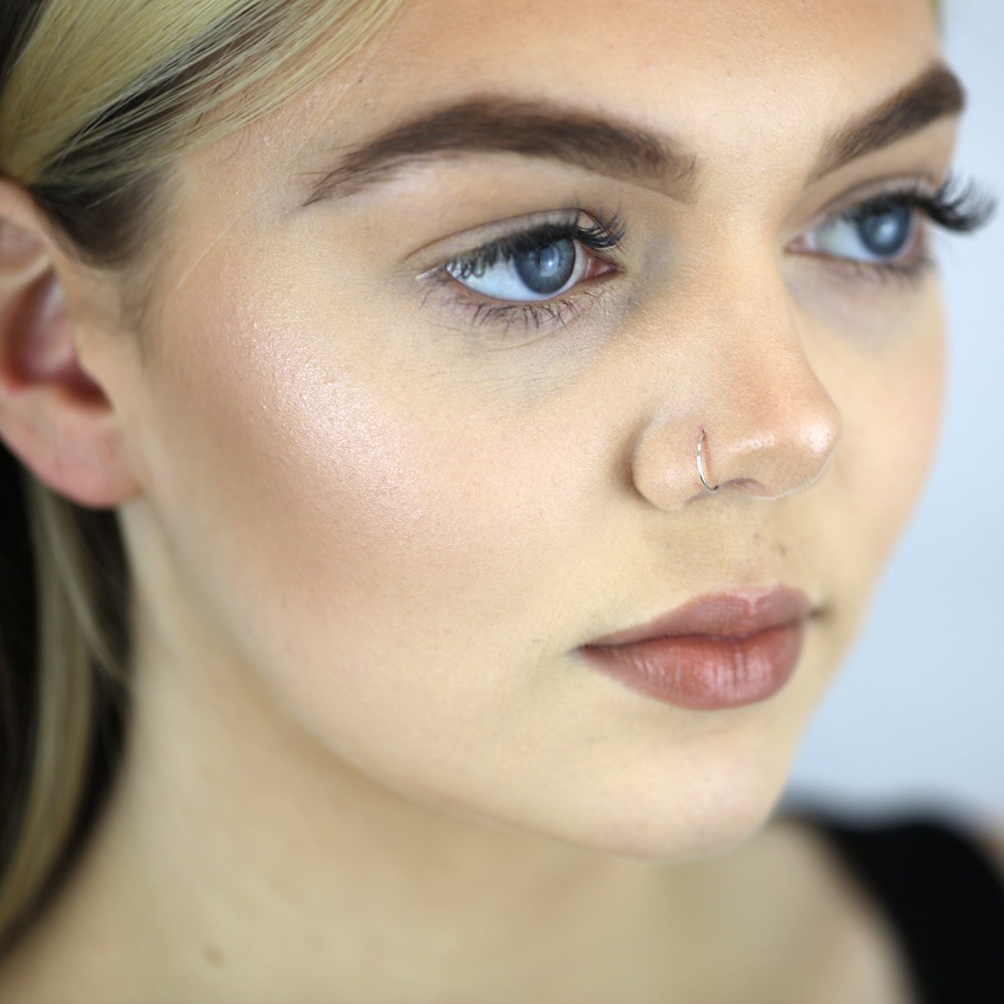 Sterling Silver 23Ga Open Hoop Nose Ring Ball 9mm