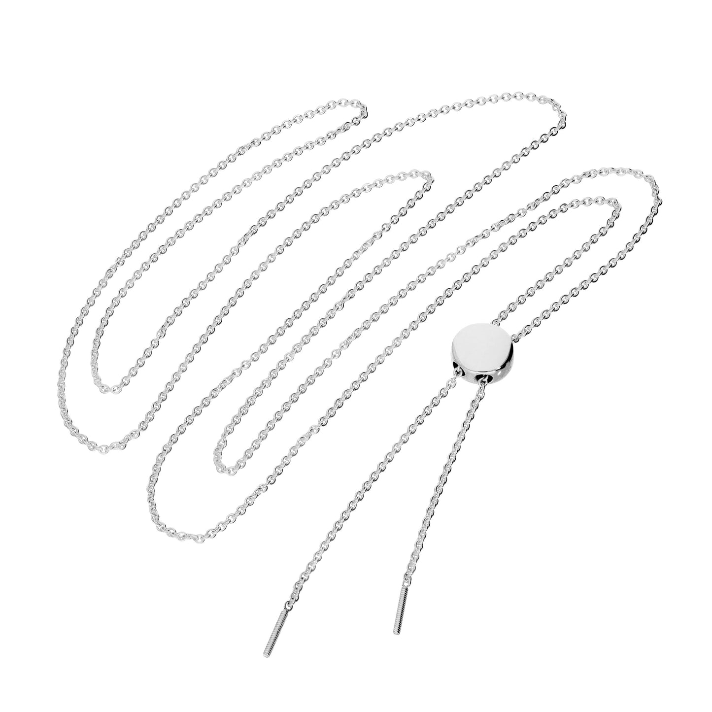 9ct Rhodium Plated White Gold Adjustable Necklace w Max Length 26 Inches