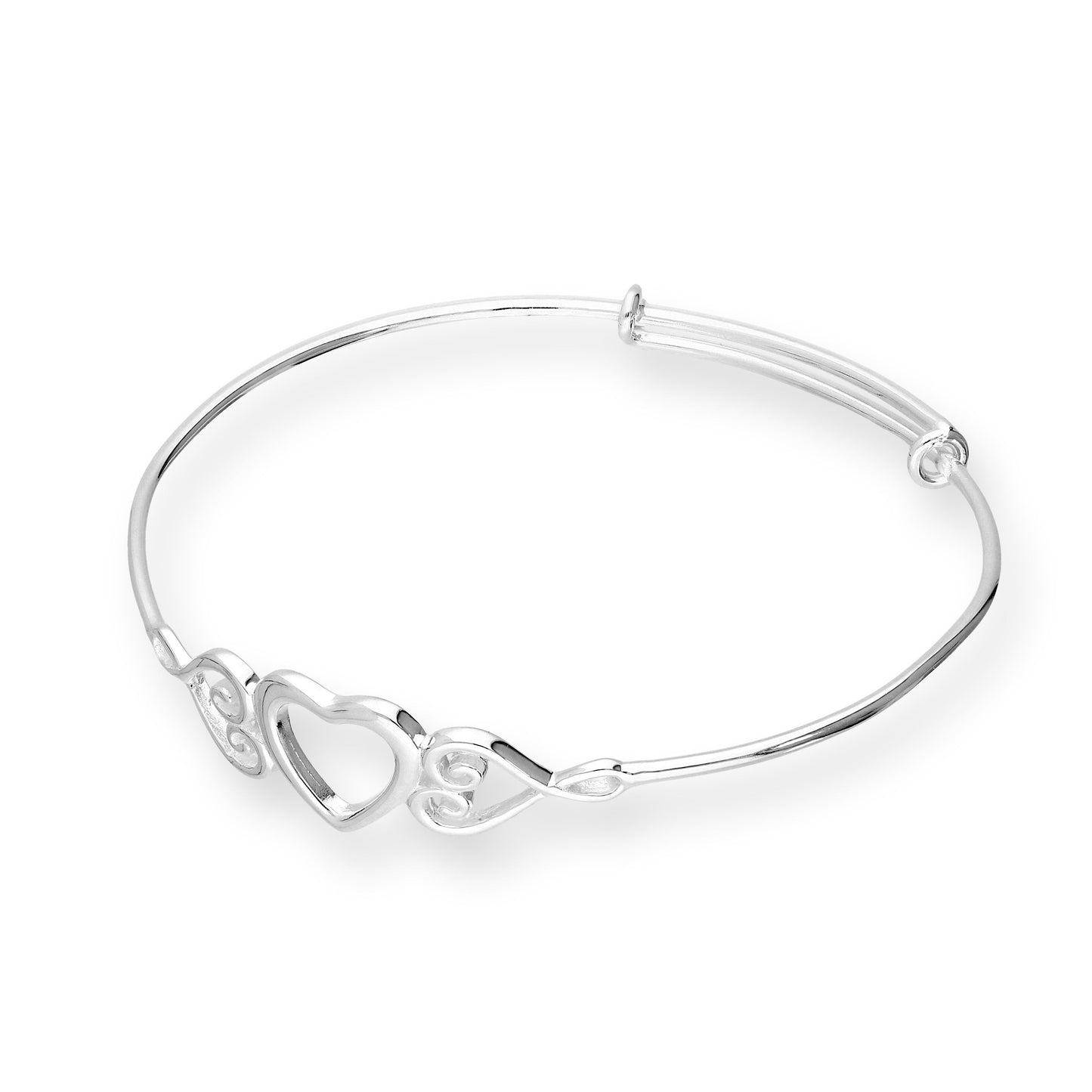 Sterling Silver Triple Open Heart Childs Adjustable Bangle