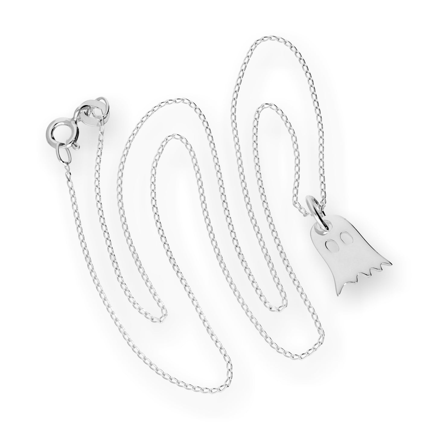 Sterling Silver Ghost Pendant Necklace 14 - 22 Inches