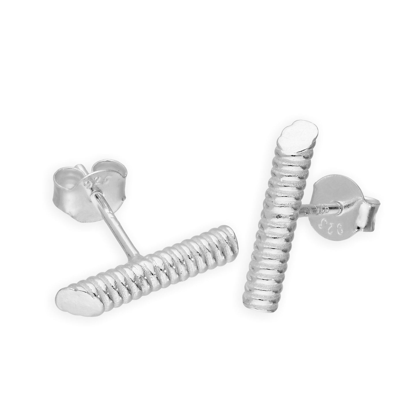 Sterling Silver Textured Bar Stud Earrings