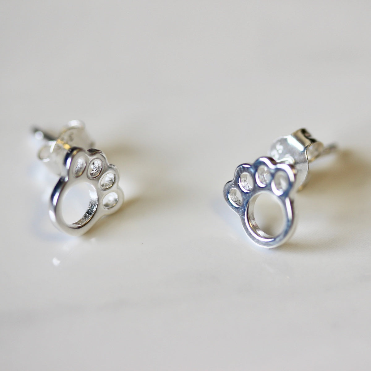 Sterling Silver Animal Pawprint Stud Earrings