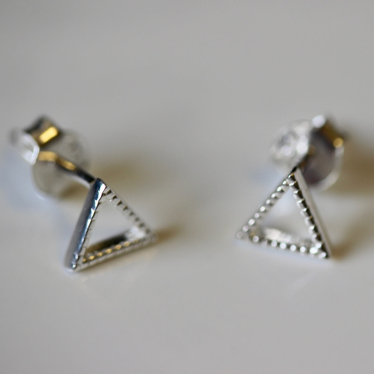 Sterling Silver Open Triangle Stud Earrings