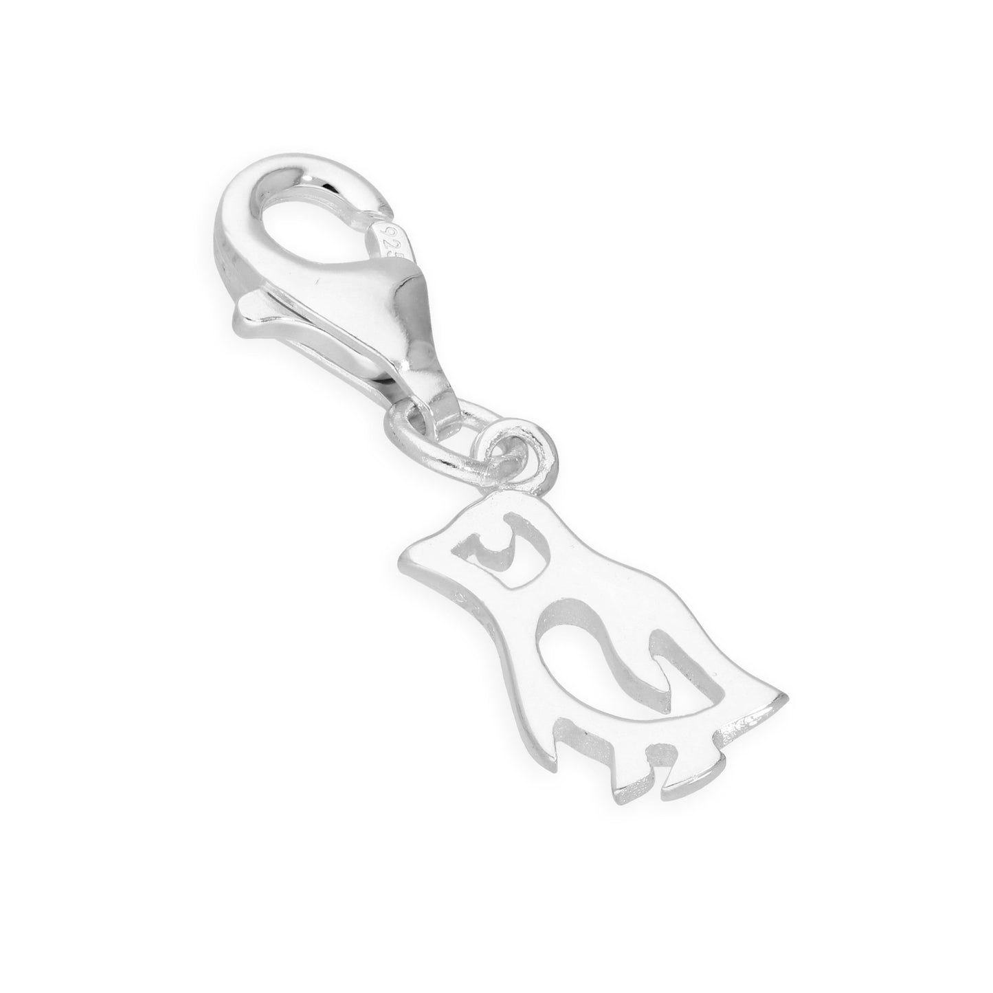Sterling Silver Penguin Clip on Charm w Cut Out Details