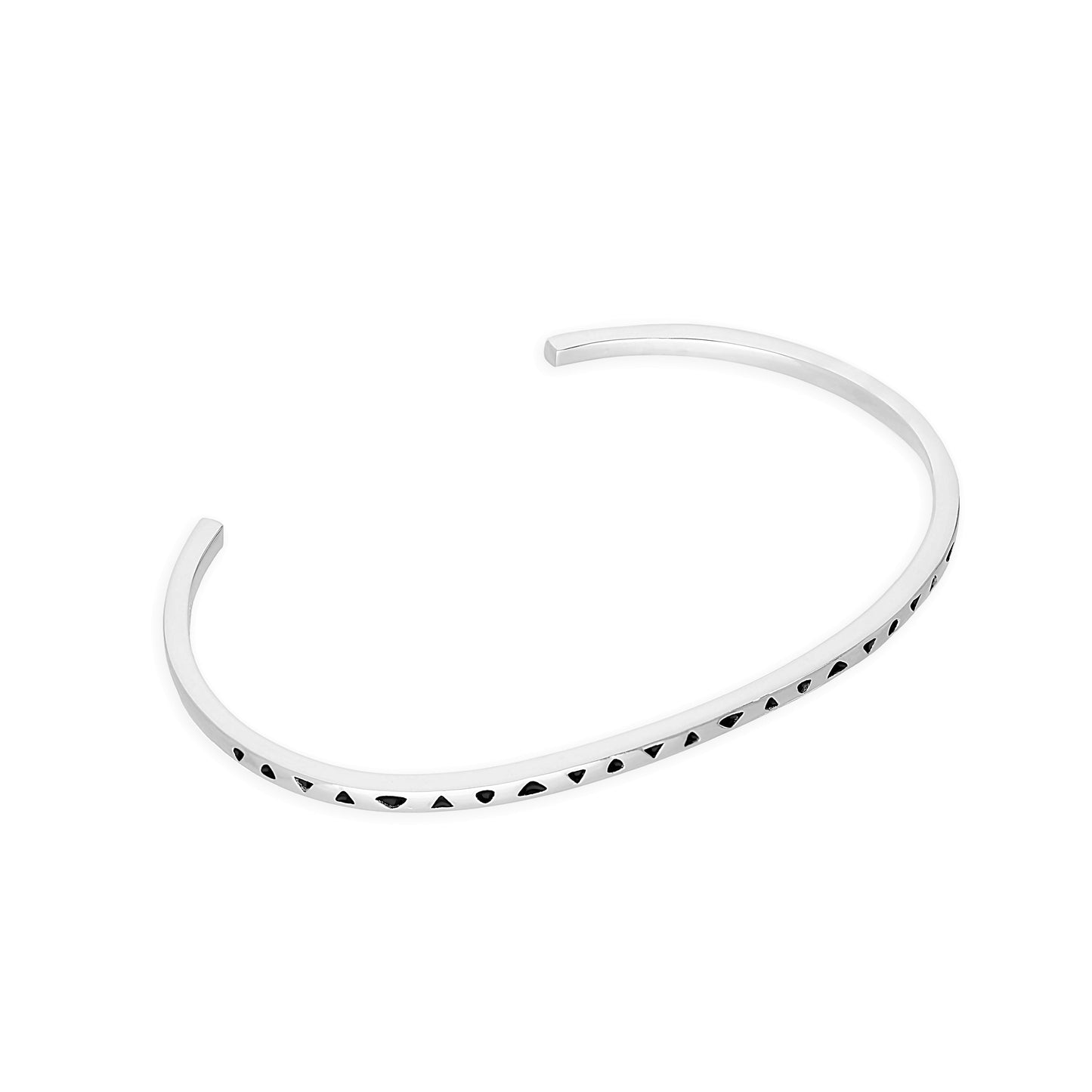 Sterling Silver & Black Triangles 53mm Baby Bangle