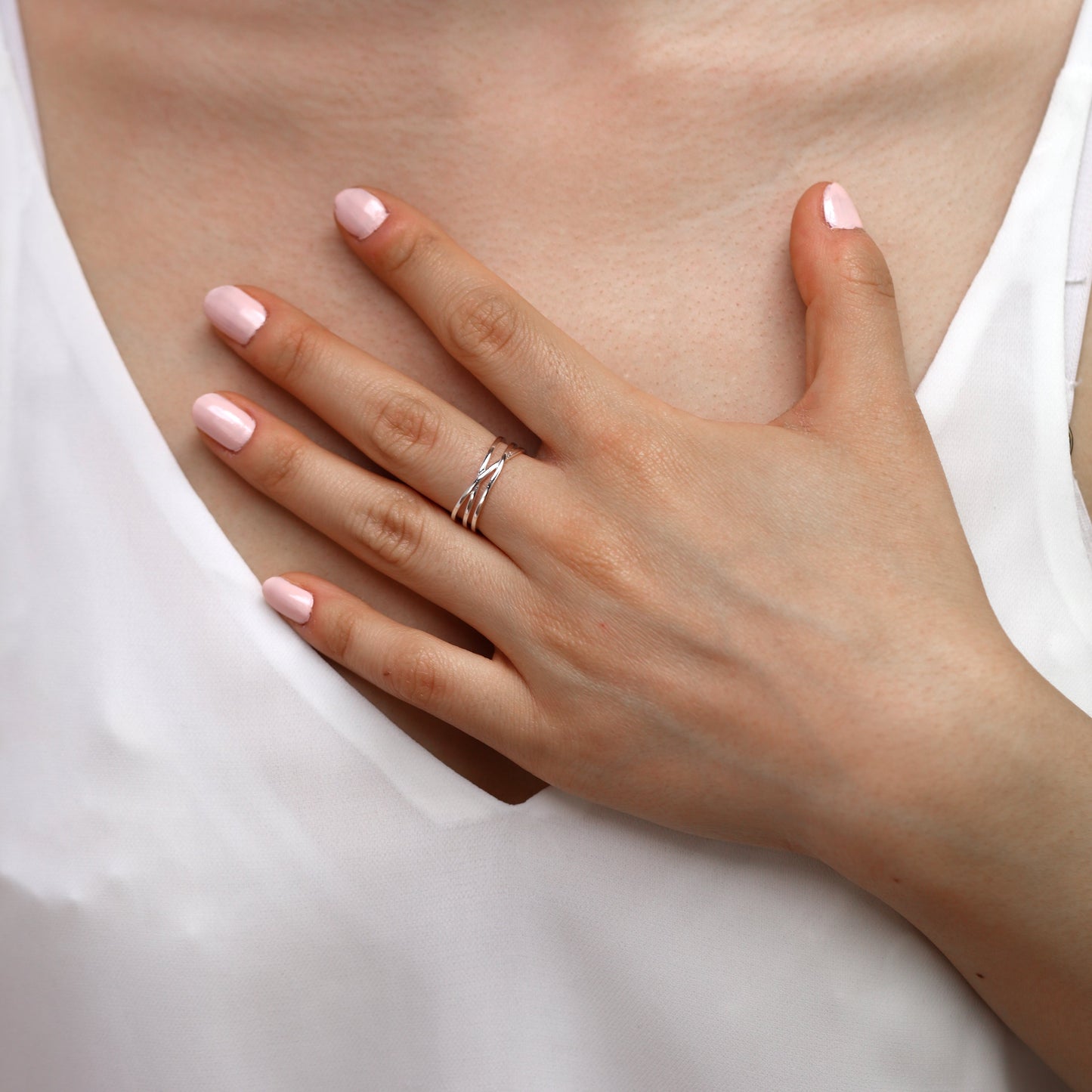 Sterling Silver Woven Woven Threads Ring Size O